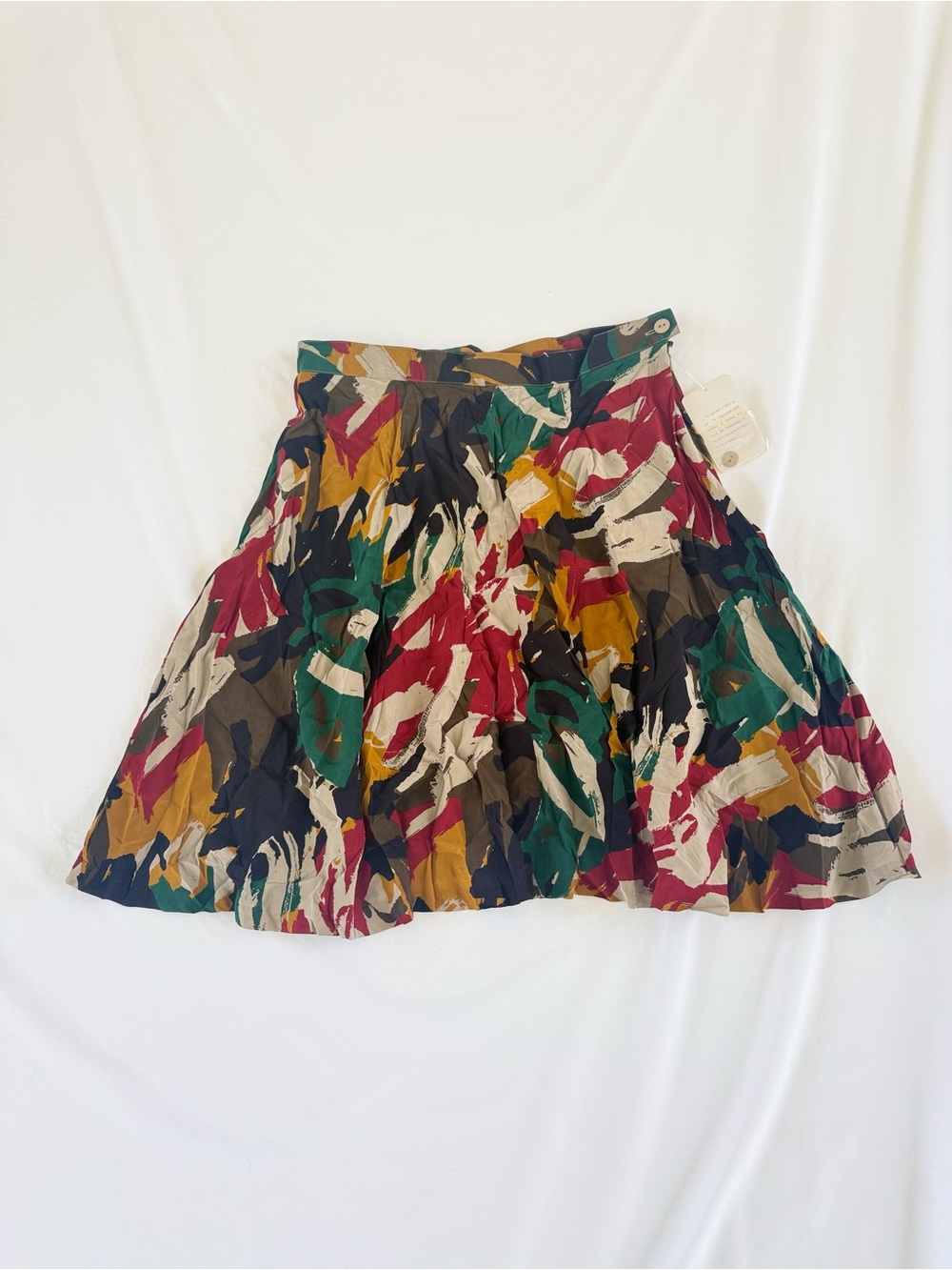 Jones New York Vintage 100% Silk Skirt Deadstock Abstract Knee Artsy Luxury